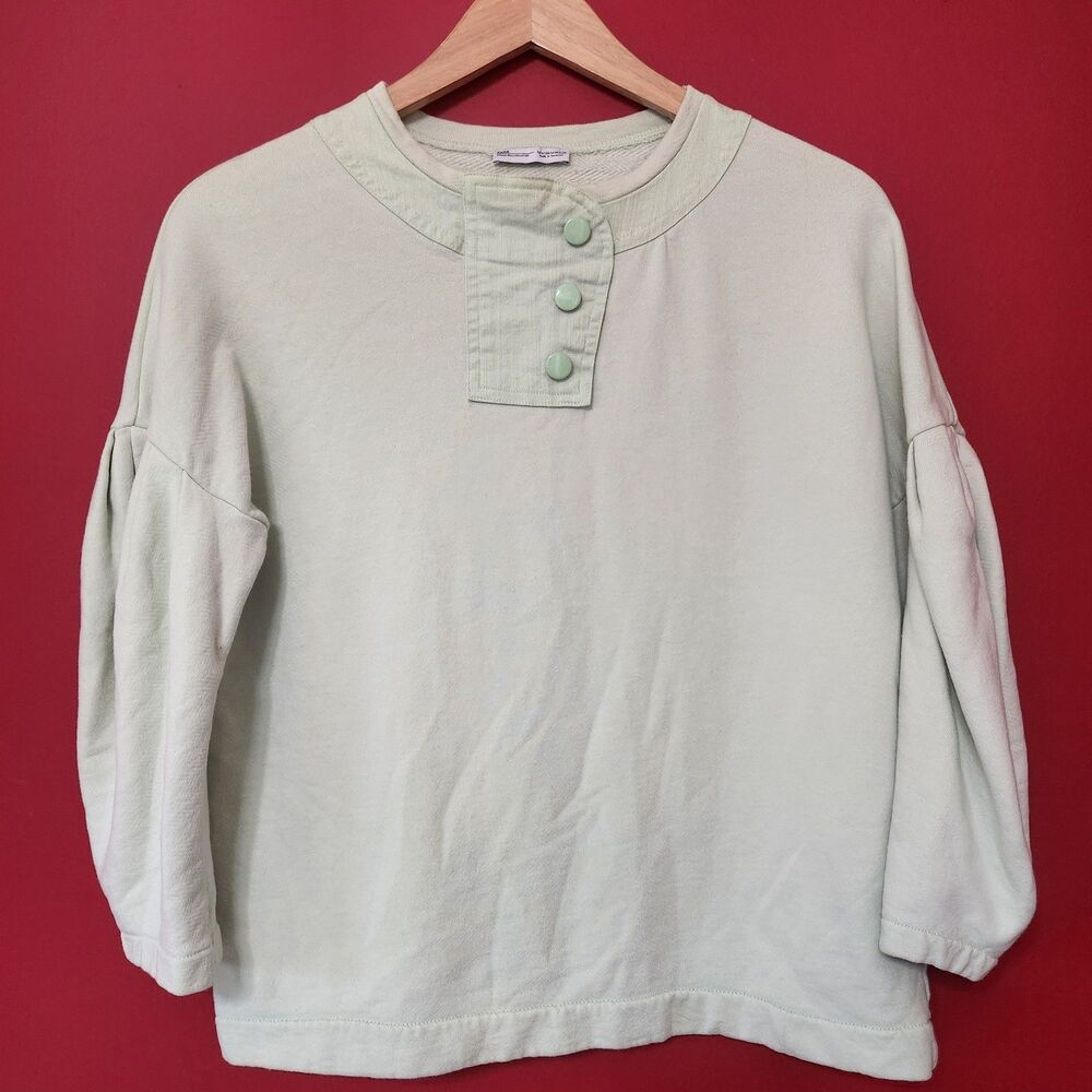 Mint Green Zara Sweater with Balloon Sleeves Size Medium
